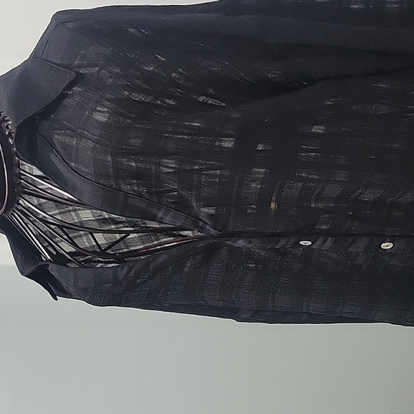 NEW IN Black Sheer Button-Up Blouse SIZE Medium - Picture 2 of 8